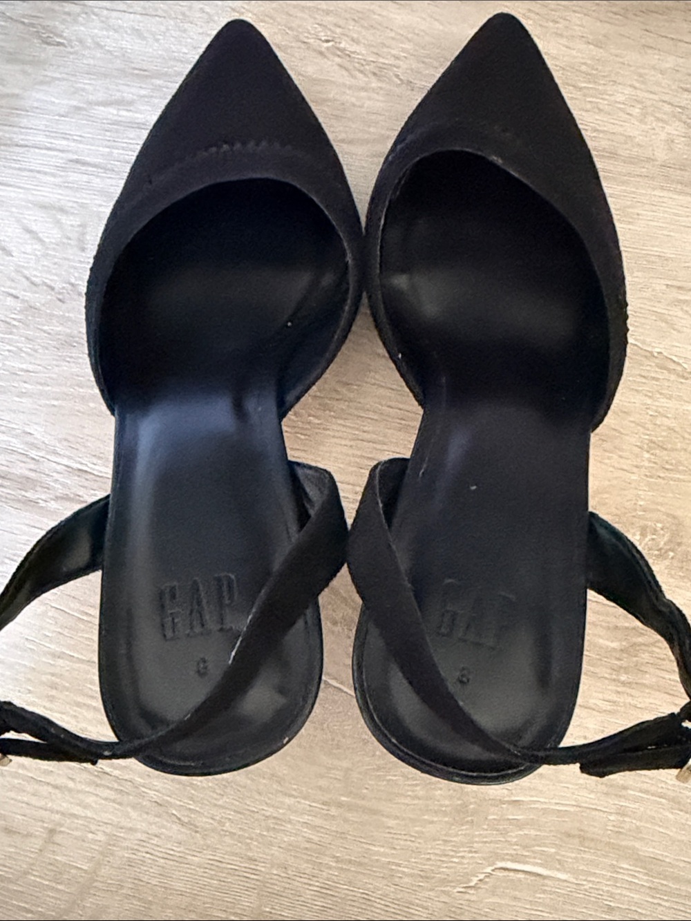 GAP Black Pointed Toe Slingback Kitten Heels - Picture 4 of 6